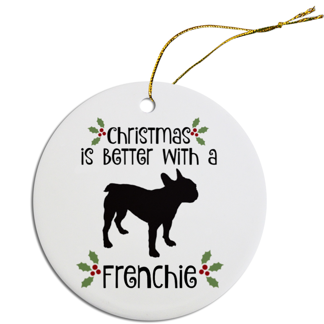 Breed Specific Round Christmas Ornament Frenchie